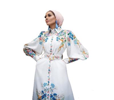 China Digital printing fashion puffy ladies 2021 new retro casual modern Arab women long dress Muslim women abaya dress dresses for sale