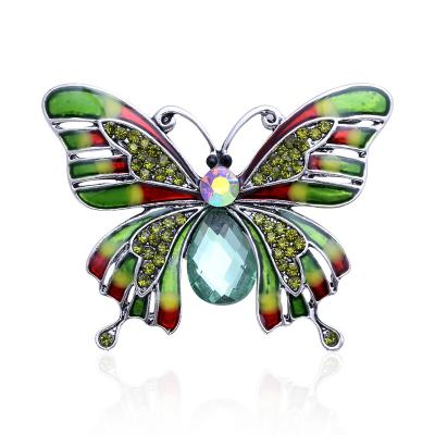 China New Design ALLOY Crystal Butterfly Oil Drip Brooch For Women Weddings for sale