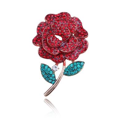 China Hot Selling Jewelry Rose Crystal Brooches Alloy Flower ALLOY Design Fashion Brooches for sale