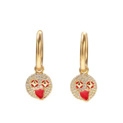 China 2021 New Style Hiphop Unique Hip Hop Rhinestone Zircon Gold Plated Stud Earrings For Women Girls for sale