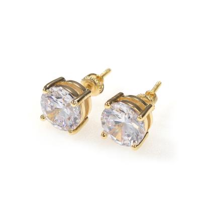 China Hiphop Classic 8mm Silver Needle 925 Anti Allergy Crystal Zircon Earring for sale