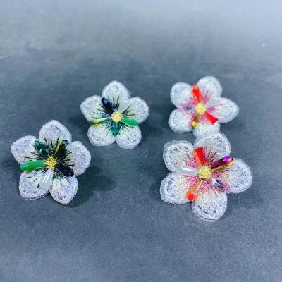 China Hot Selling Hiphop Fashion Women Jewelry Embroidery Flower Stud Earrings for sale