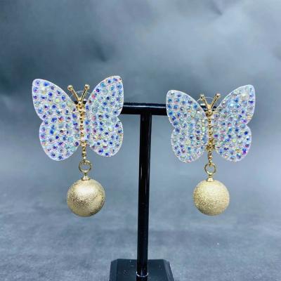 China 2021 CLASSICS New Fashion Crystal Butterfly Earrings For Women Wedding Party Jewelry for sale