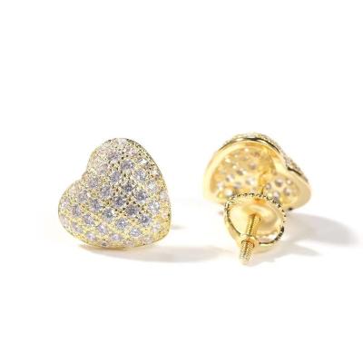 China 2021 Hiphop Fashion S925 Sterling Silver Zircon Heart Stud Earring for sale