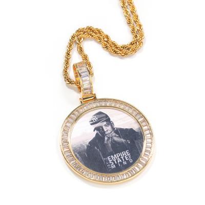 China Hot Selling Custom Hiphop Photo Customized Copper Fashionable Gold Plated Necklace for sale