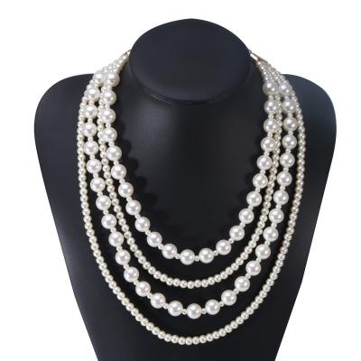 China Luxury High Quality Multi Layer Pearl Casual/Sporty Classic Necklace For Women Wedding for sale