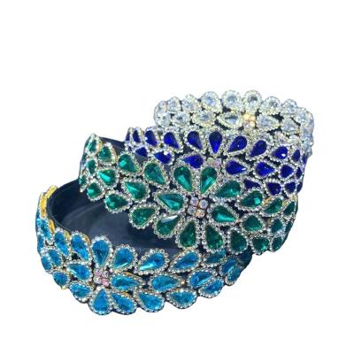 China 2021 Popular New Design Bling Rhinestone Wide Band Headband For Women Wedding Party for sale