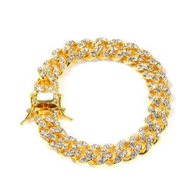 China Hiphop Gold Plated 12mm Hip Hop Cuban Chain Bracelet for sale