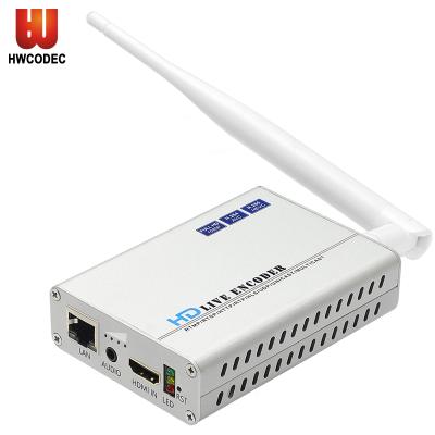 중국 Haiwe h8118m H.265 H.264 WIFI HD Built-in Battery HDMI Encoder with APP Control for Live Streaming wowza facebook H8118M youtube 판매용