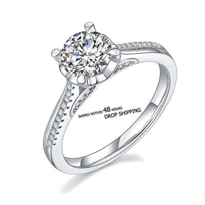 China FASHIONABLE can be shipped within 48 hours1 carat 6.5 mm round cut moissanite engagement ring in sterling silver for sale