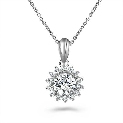 China 1 carat DEF FASHIONABLE color 925 sterling silver round cut moissanite diamond pendant necklace for women for sale