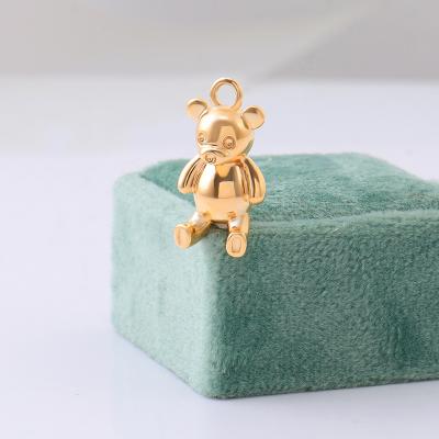 China Hiphop Provence Jewelry 10k Yellow Gold Bear Pendant 11.5*18mm Size Cute Gift Trendy Hip Hop Style Jewelry for sale