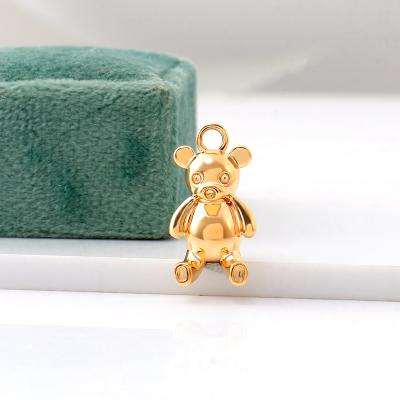 China Pendant 2021 Hiphop Hiphop Jewelry Solid Gold 10K Bear Yellow Hollow Shape Cartoon Pendant Pendant for sale