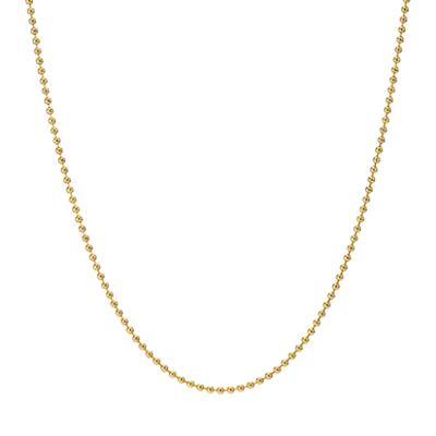 China Hiphop Solid 14k Yellow Gold Finding 2mm Diamond Cut Moon Ball Bead Chain Necklace&pendant for sale