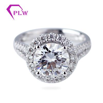 China 14k & 18k Gold Color Synthetic Moissanite Diamond Ring 18K White Gold Ring Moissanite Ring Jewelry Round Cut 9mm D for sale