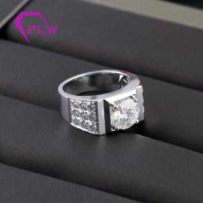 China Solid 14k White Gold 3ct White Gold Mens Moissanite Gemstone Ring As Gift For Man for sale