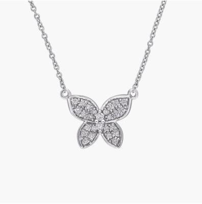 China 10K White Gold CLASSIC Pendant Moissanite Jewelry Necklace Fashionable Provence Butterfly Gold Gems Necklace for sale