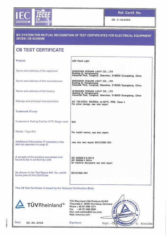 TUV CB - Fesunn Technology Group Co Ltd