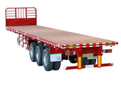 China Rode Flatbed de Vrachtwagenaanhangwagen 30T Drievoudig Axle Flatbed Trailer 20ft van Q235 Te koop