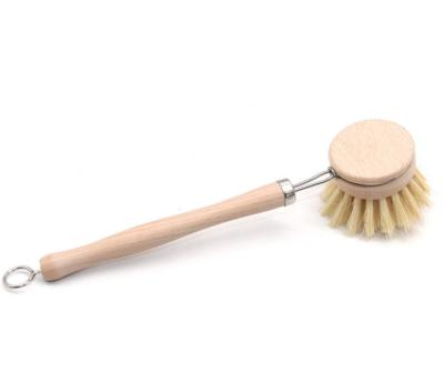 China Replaceable Handle Beech Sisal Wash Dishes Kitchen Cleaning Brush for sale