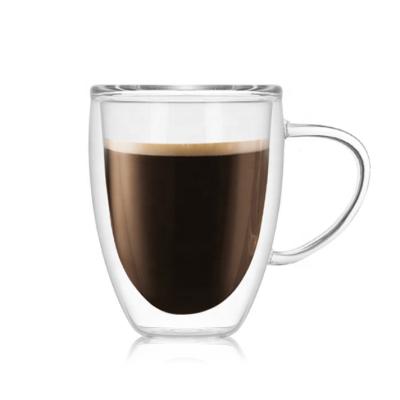 China Double-Layer 250ml Sustainable Heat Resistant Transparent Milk Coffee Glass Mug for sale