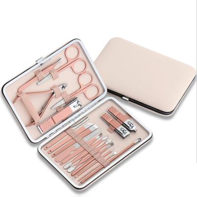 China Finger Stainless Steel Nail Clippers Set Rose Gold Nail Tools Set for sale