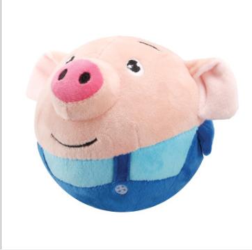 China Viable Rechargeable Blue--Tooth Model Anpanman Seaweed Pig Jumping Ball Electric Plush Toy Pet Toy for sale