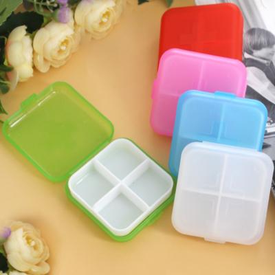 China Lightweight And Convenient Plastic Portable 4 Grid Pill Box Pill Storage Box for sale