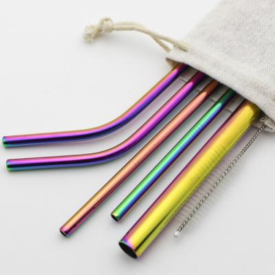 China Eco - Friendly 304 Stainless Steel Coffee Milk Tea Straw Multicolor Set for sale