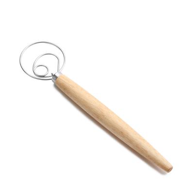 China One Eye Stainless Steel Bread Mixer Disposable Dough Stirring Beater With Wooden Handle for sale