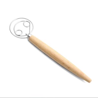 China Pastry Kitchen Disposable Baking Tool 13 Inch Wooden Handle 2 Circle Dough Beater for sale