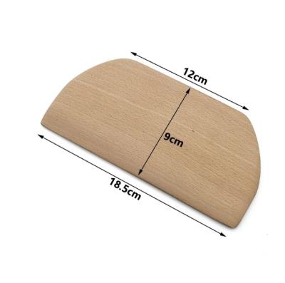 China Sustainable Wood Dough Cutter Scraper Semicircular Beech Flour Scraper for sale