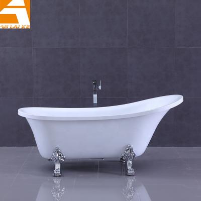 China White Double Slipper Vintage UPC Fiberglass Clawfoot Bathtub, KF-733C for sale