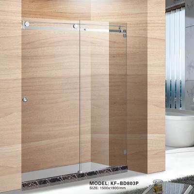 China Quiet Operation Stainless Steel Frameless Shower Glass Door , KF-BD803P for sale