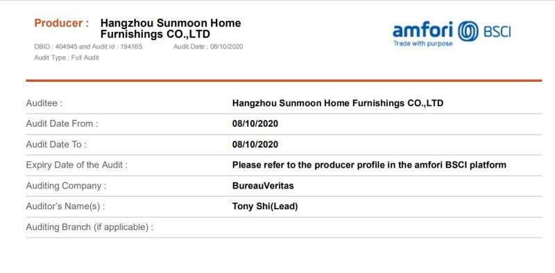 BSCI - Hangzhou Sunmoon Home Furnishings Co., Ltd.