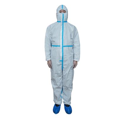 China Waterproof protective device pp pe nonwoven medical coverall clothes disposable protective suit for sale