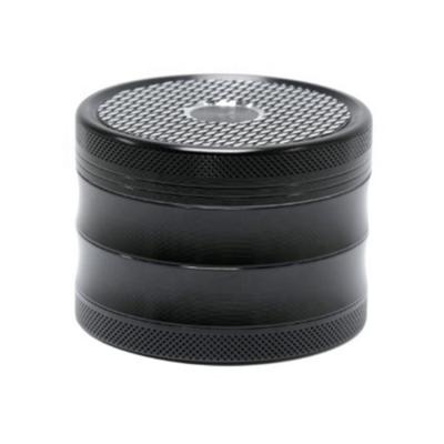 China Aircraft Grade Logo Custom Black 2.5 Inch Aluminum Herb Grinder 4 Layers Bluetooth Design Finesse for sale