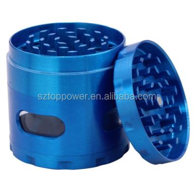 China Chrome Zinc Alloy Grinder 2.5 Inch 4 Piece Tobacco Spice Herb Grinder-Blue for sale