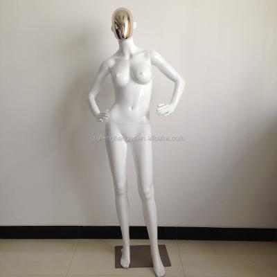 China Cheapest Plastic Glossy Head Full Body Female Mannequin Plus White Egg Half Height Female Mannequin for sale