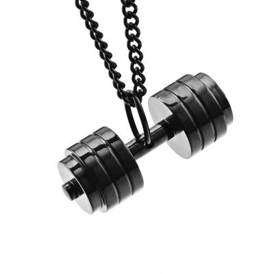 China Stainless Steel Chain Necklace Set Dumbbell Fitness Equipment Barbell Pendant for sale