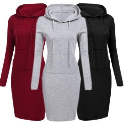 China Women's Breathable Sweatshirt Dress Casual Fitness Clothing Vestidos Hoodie Simple Hoodie Dress for sale