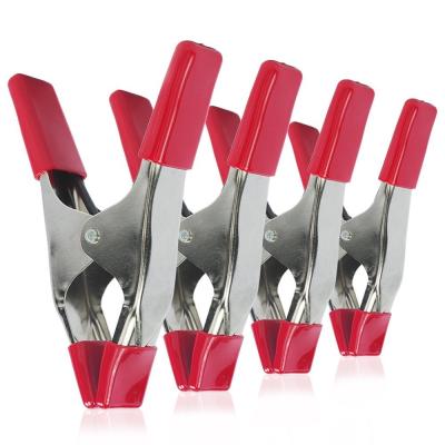 China Wood Work Tool Metal Spring Clamp With Rubber Tips For Woodworking Spring Metal Hand Clamp for sale