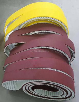 China Rubber coated PU Timing belt Green,Red,Yellow Rubber coated PU Timing belt for sale