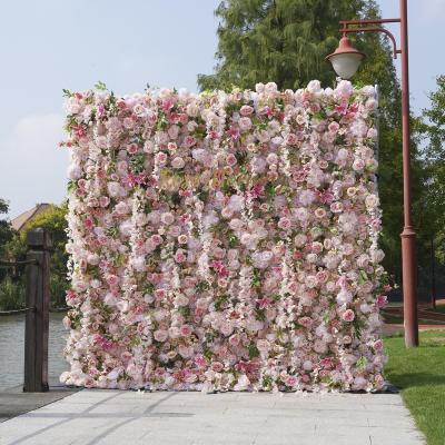 China Popular Wedding Wedding Party Event Decor Flower Silk Wall Panel for sale