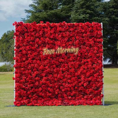 China Wedding Party Event Red Rose Hydrangea Flower Decorative Wall Panel for Wedding Party Event for sale