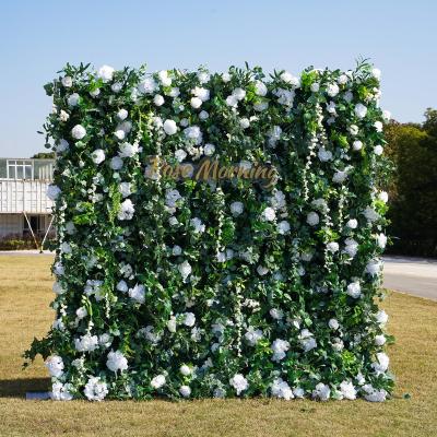 China Bridal & Event Event Wedding Decoration Rolled Up Greenary Fabric Flower Panel for sale