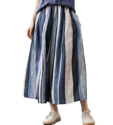 China Anti-static Summer Women's Spring Dress High-Waisted A-Line Canvas Skirt Retro Stripe Canvas Skinny Medium Length for sale