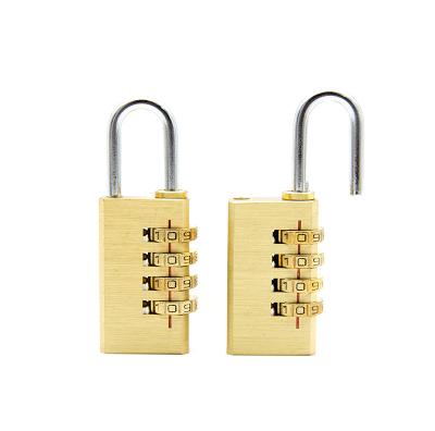 China Brass Outdoor brass combination padlock 4 digit code changeable locks gold for sale