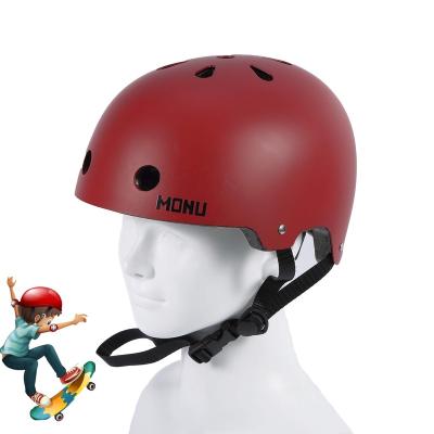 China Monu RTS ABS Shell Poly Source ENV Windproof Dark Red Ultralight Skateboarding Helmet With CE CPSC for sale