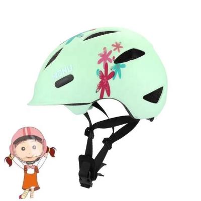 China Monu RTS Super Light Flower Colorful Adjustable Ultralight Bike Protective Helmet For Kids for sale